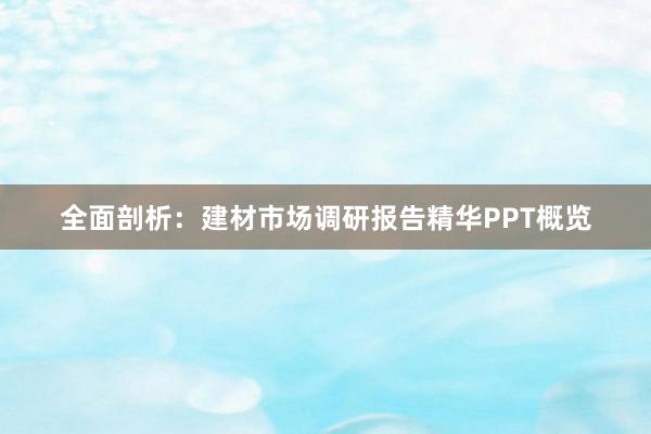 全面剖析：建材市场调研报告精华PPT概览